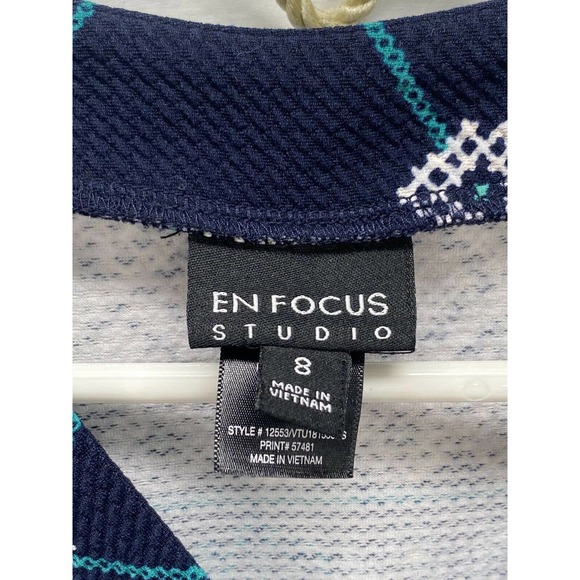 Enfocus Studio Womens Size 8 Blue Print Sleeveless Midi Pullover V Neck Dress - Picture 3 of 10